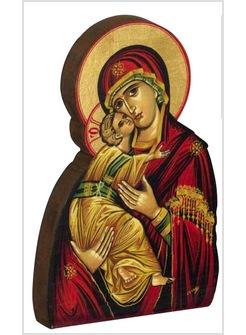 ICONA MARIA ODIGITRIA MANTO ROSSO CON SOSTEGNO 8 X 13 CM