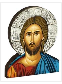 ICONA GESU' CRISTO DATORE DI VITA VOLTO CON CORONA IN ARGENTO 14,5 X 18 CM