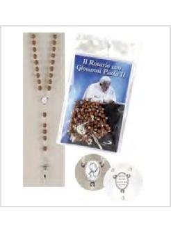 ROSARIO CON GIOVANNI PAOLO II LEGNO MARRONE GRANI MM 7 CROCIERA GIOV. PAOLO II
