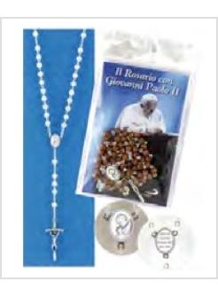 ROSARIO CON GIOVANNI PAOLO II PERLE BIANCHE GRANI MM 6 CROCIERA GIOV. PAOLO II