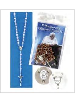 ROSARIO CON GIOVANNI PAOLO II PERLE ROSA GRANI MM 6 CROCIERA GIOVANNI PAOLO II