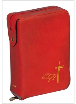 CUSTODIA ROSSA CON CHIUSURA LAMPO PER LITURGIA DELLE ORE 4 VOLUMI