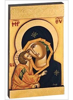 ICONA MADONNA DELLA TENEREZZA MANTO NERO CM 14,2 X 24
