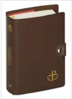 CUSTODIA BIBBIA BOTTONE MARRONE CM. 16 X 23