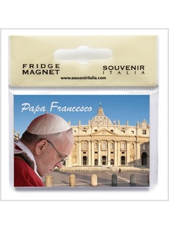 MAGNETE FLAG PAPA FRANCESCO SFONDO S. PIETRO CM 7,9 X 5,4
