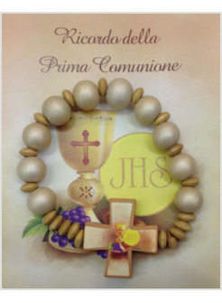 BRACCIALETTO LEGNO RICORDO DELLA PRIMA COMUNIONE