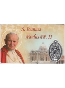 CARD SANTO GIOVANNI PAOLO II CON MEDAGLIETTA CM 8 X 5