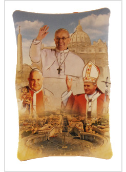 QUADRETTO SMUSSATO PAPA FRANCESCO CON SANTI GIOVANNI PAOLO II E GIOVANNI XXIII