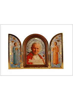 TRITTICO SANTO GIOVANNI PAOLO II CM 7,5 CON IMMAGINE ORO A CALDO