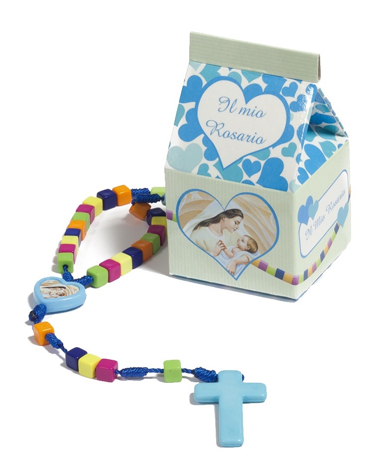 CONFEZIONE SCATOLINA IL MIO ROSARIO CON CORONCINA PER BAMBINI