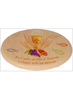 MAGNETE OVALE TIPO LEGNO PRIMA COMUNIONE