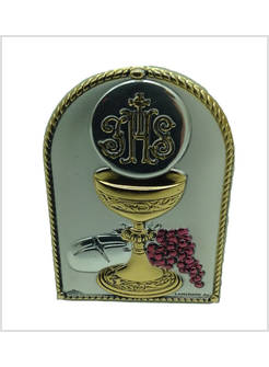 QUADRETTO BILAMINATO CM 4 X 6 PRIMA COMUNIONE DETTAGLI ORO