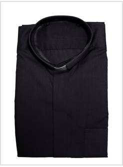 CAMICIA A MANICA LUNGA IN COTONE 100% CLERGYMAN NERO TG 43