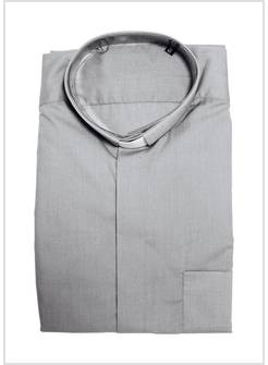 CAMICIA A MANICA LUNGA IN COTONE 100% CLERGYMAN GRIGIO CHIARO TG 45