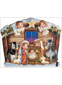 CAPANNA NATIVITA' CON IMMAGINE ORO A CALDO CM 8 X 10