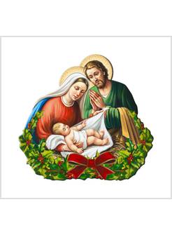 SACRA FAMIGLIA IN POLIMERO CON IMMAGINE ORO A CALDO CM 11 X 10