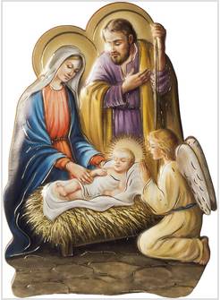 QUADRETTO IN POLIMERO NATIVITA' CON ANGELO CM 8 X 10,5