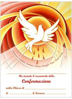 PERGAMENA DIPLOMA CRESIMA CM 18 X 24 SACRAMENTO DELLA CONFERMAZIONE