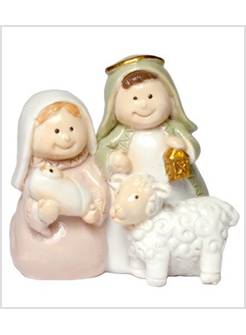 NATIVITA' IN RESINA CON PECORELLA ALTEZZA CM 4 TIPO PORCELLANATO