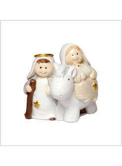 NATIVITA' IN RESINA CON ASINELLO BIANCO ALTEZZA CM 4 TIPO PORCELLANATO