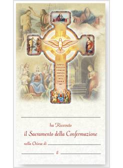 PERGAMENA RICORDO DELLA CRESIMA CM 12 X 22,5 CON CROCE CM 9,5 X 13