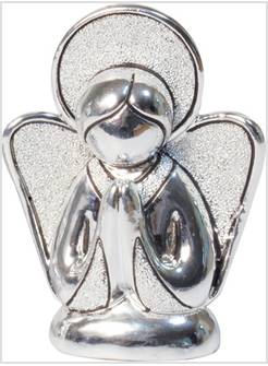 QUADRETTO DA APPOGGIO IN RESINA ARGENTATA ALTEZZA CM 8 ANGELO CUSTODE