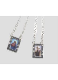SCAPOLARE CM 1,5 IN METALLO MADONNA E SACRO CUORE DI GESU'