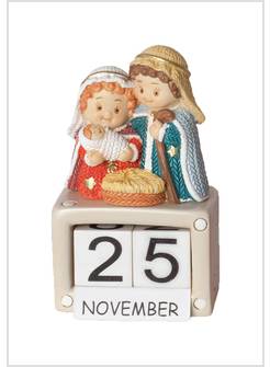 NATIVITA' IN RESINA CON CALENDARIO BEIGE CM 4 X 6