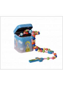 CONFEZIONE SCATOLINA LATTA CM 4,5 X 4,5 CON CORONCINA IN LEGNO PER BAMBINI