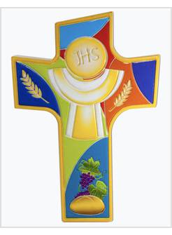 CROCE IN POLIMERO LUCIDA CM 14 X 9,50 PRIMA COMUNIONE