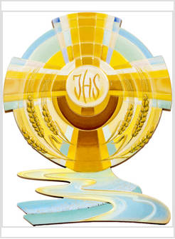 CALAMITA PRIMA COMUNIONE CM 5,5 X 7 CON IMMAGINE ORO A CALDO