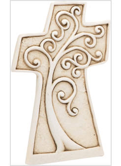 CROCE IN RESINA CM 10 X 6 ALBERO DELLA VITA IN RILIEVO CON SCATOLA