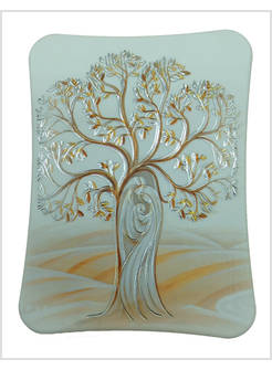 QUADRETTO IN POLIMERO CON DETTAGLI ARGENTATI CM 9 X 12 ALBERO DELLA VITA