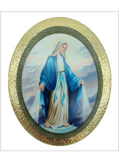 QUADRETTO OVALE IN POLIMERO CM 14,5 X 11,5 MADONNA MIRACOLOSA