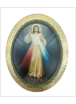 QUADRETTO OVALE IN POLIMERO CM 14,5 X 11,5 SACRO CUORE