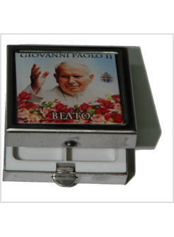 PORTAROSARIO QUADRATO CM 3,7 BEATO GIOVANNI PAOLO II