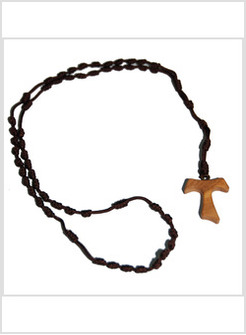 ROSARIO IN CORDA CON CROCE TAU 3 CM