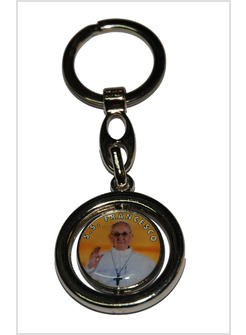 PORTACHIAVI PAPA FRANCESCO ARGENTATO ROTONDO DIAMETRO CM 3