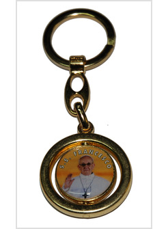 PORTACHIAVI PAPA FRANCESCO DORATO  ROTONDO DIAMETRO CM 3