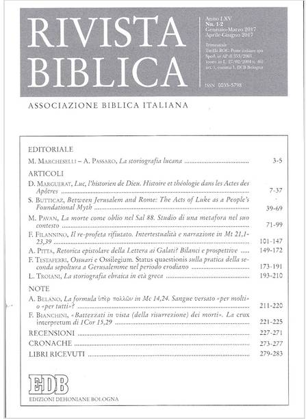 RIVISTA BIBLICA (2017). VOL. 1-2