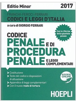 CODICE PENALE. PROCEDURA PENALE. EDIZ. MINORE