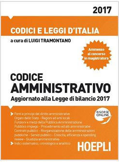 CODICE AMMINISTRATIVO AGGIORNATO ALLA LEGGE DI BILANCIO 2017