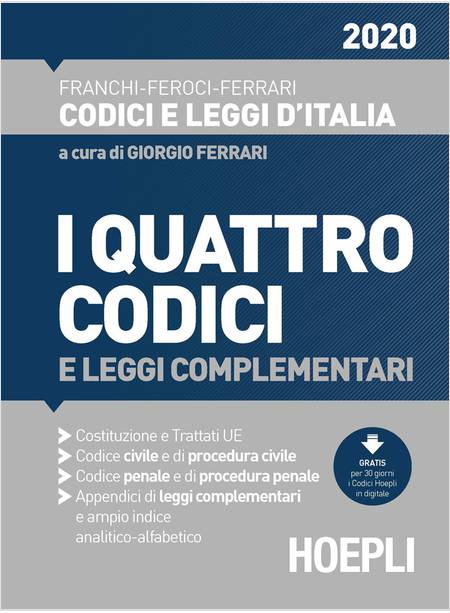 I QUATTRO CODICI E LEGGI COMPLEMENTARI 2020