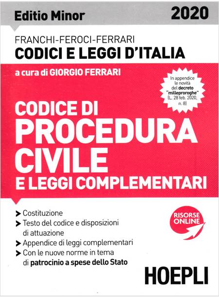 CODICE PROCEDURA CIVILE E LEGGI COMPLEMENTARI 2020. EDITIO MINOR