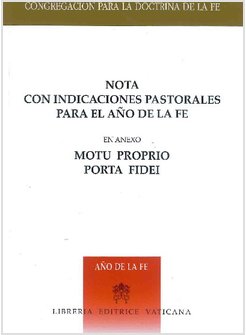 NOTA CON INDICAZIONI PASTORALI PER L'ANNO DELLA FEDE SPAGNOLO