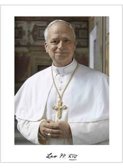 FOTO UFFICIALE LEONE XIV 25X35 CON STEMMA E FRASE IN LINGUA ITALIANA