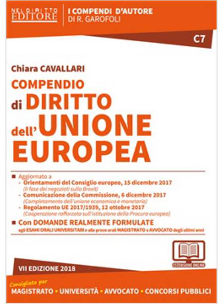 COMPENDIO DI DIRITTO DELL'UNIONE EUROPEA. CON ESPANSIONE ONLINE