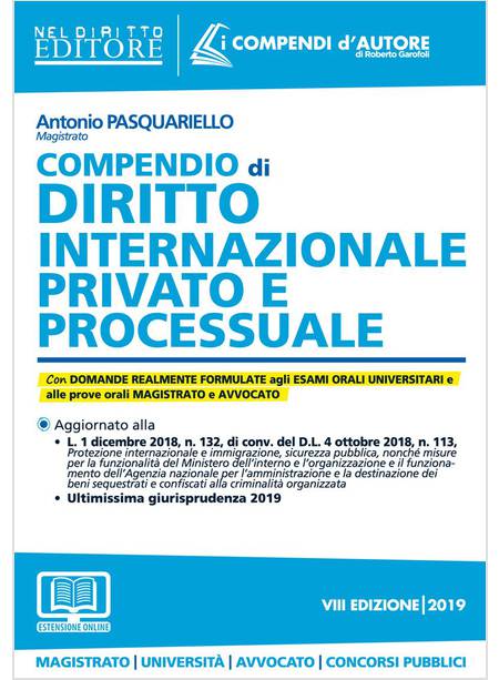 COMPENDIO DI DIRITTO INTERNAZIONALE PRIVATO E PROCESSUALE 2019 VIII ED.