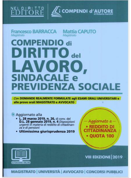 COMPENDIO DI DIRITTO DEL LAVORO, SINDACALE E DELLA PREVIDENZA SOCIALE VIII ED