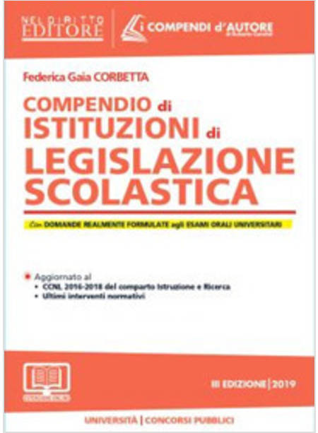 COMPENDIO DI ISTITUZIONI DI LEGISLAZIONE SCOLASTICA